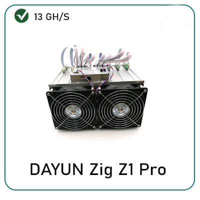 Dayun Zig Z1 Pro 13 Gh/s Lyra2REv2 28 nm Zig Miner Z1Pro $1,249.00 / 0.02091 Ƀ